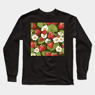 Summer Strawberries Fresh Floral Art Long Sleeve T-Shirt